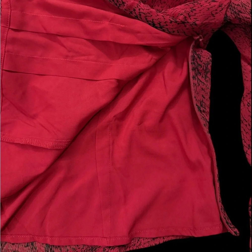 Banana Republic Red Black Abstract Print Puff Sleeve Crop Top Size 8